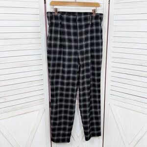 Hollister 90s Plaid Flannel Ultra High Rise Cropped Mom Pants Black Large